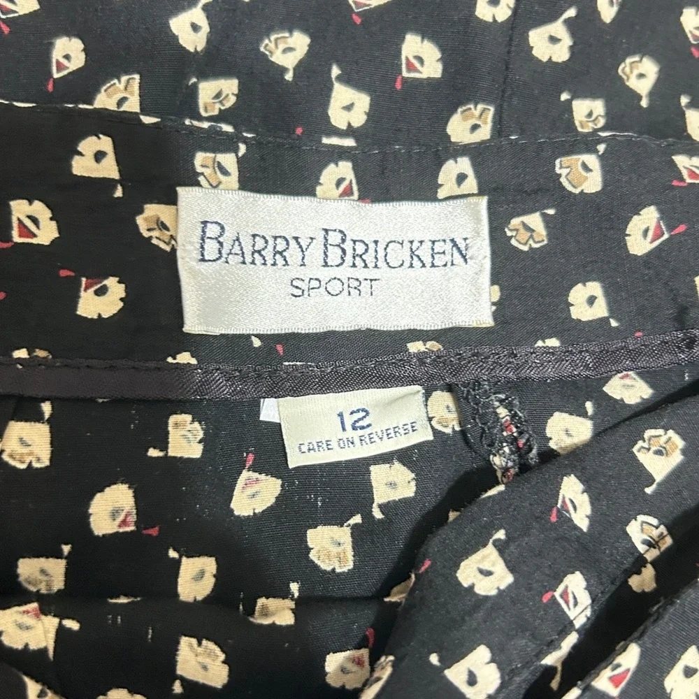 Barry Bricken Maxi Skirt 12 Black Abstract‎ Floral Wrap Romantic Boho Cottage